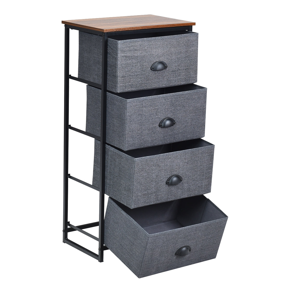 4-Drawer Fabric Chest - Black (min order qty 2)-Dressers & Chests-DECOROLALA