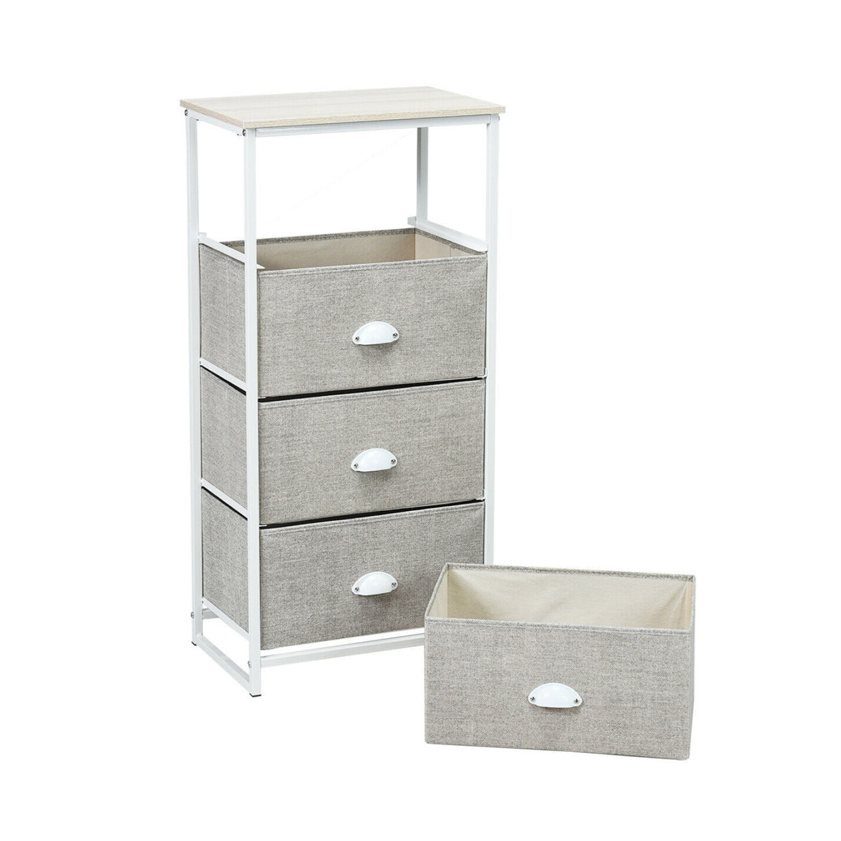 4-Drawer Fabric Chest - Gray (min order qty 2)-Dressers & Chests-DECOROLALA