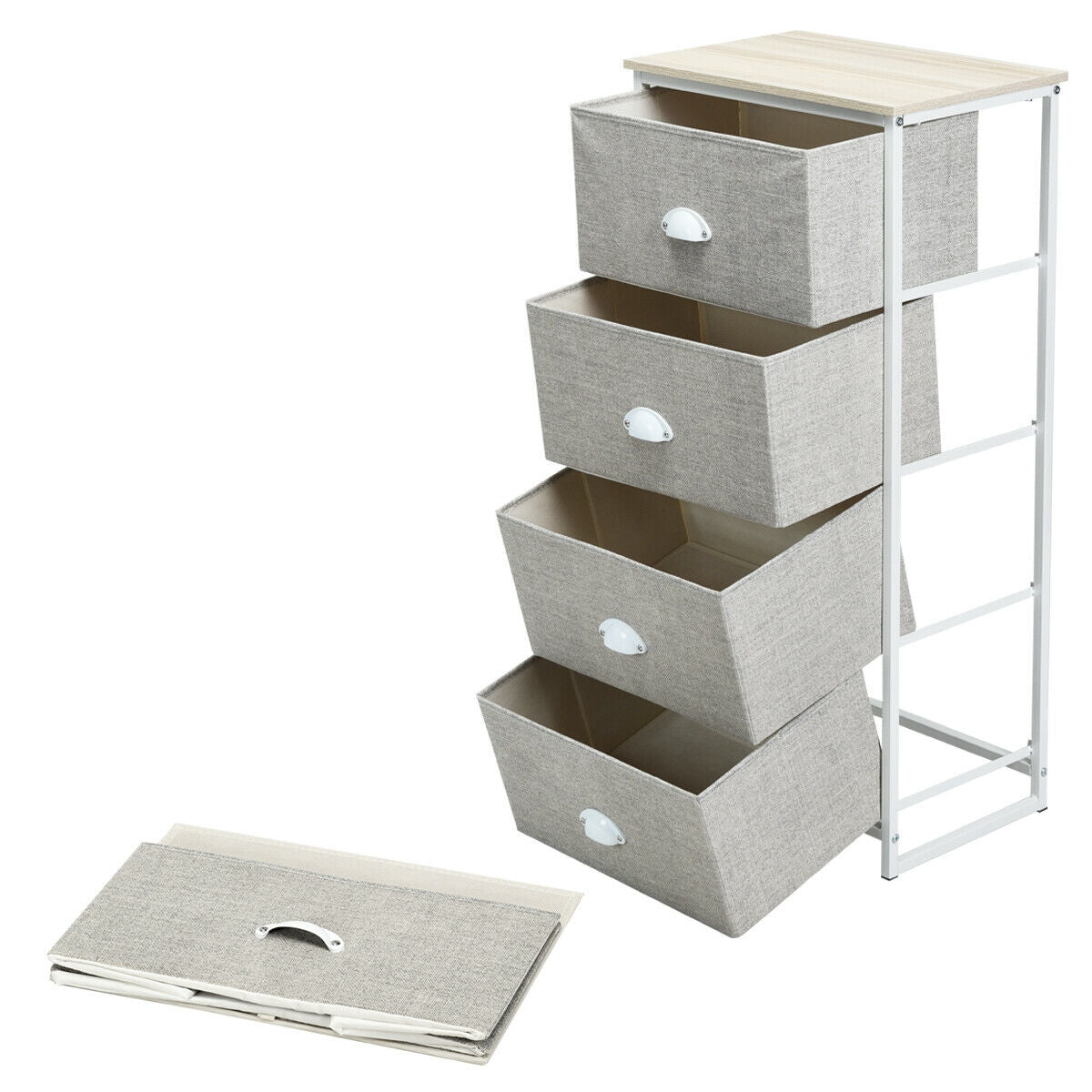 4-Drawer Fabric Chest - Gray (min order qty 2)-Dressers & Chests-DECOROLALA