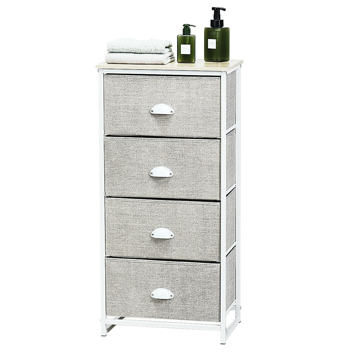 4-Drawer Fabric Chest - Gray (min order qty 2)-Dressers & Chests-DECOROLALA