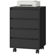 4 Drawer File Cabinet, Vertical Filing Cabinet with Wheels, Modern Printer Stand for Home Office, Black-Office Products > Office Furniture > Office Cabinets & Cupboards-DECOROLALA