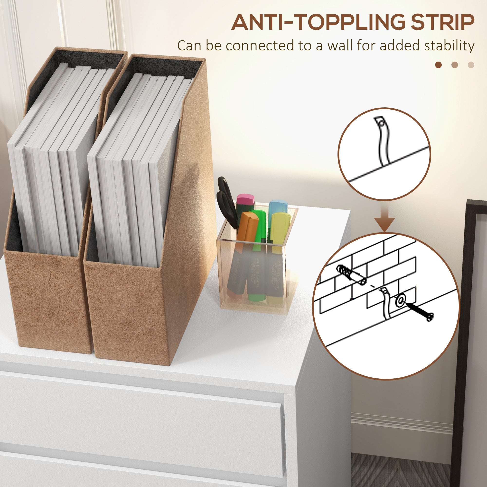 4 Drawer File Cabinet, Vertical Filing Cabinet with Wheels, Modern Printer Stand for Home Office, White-Office Products > Office Furniture > Office Cabinets & Cupboards-DECOROLALA