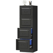 4 Drawer File Cabinet with Lock - Black Vertical-DECOROLALA