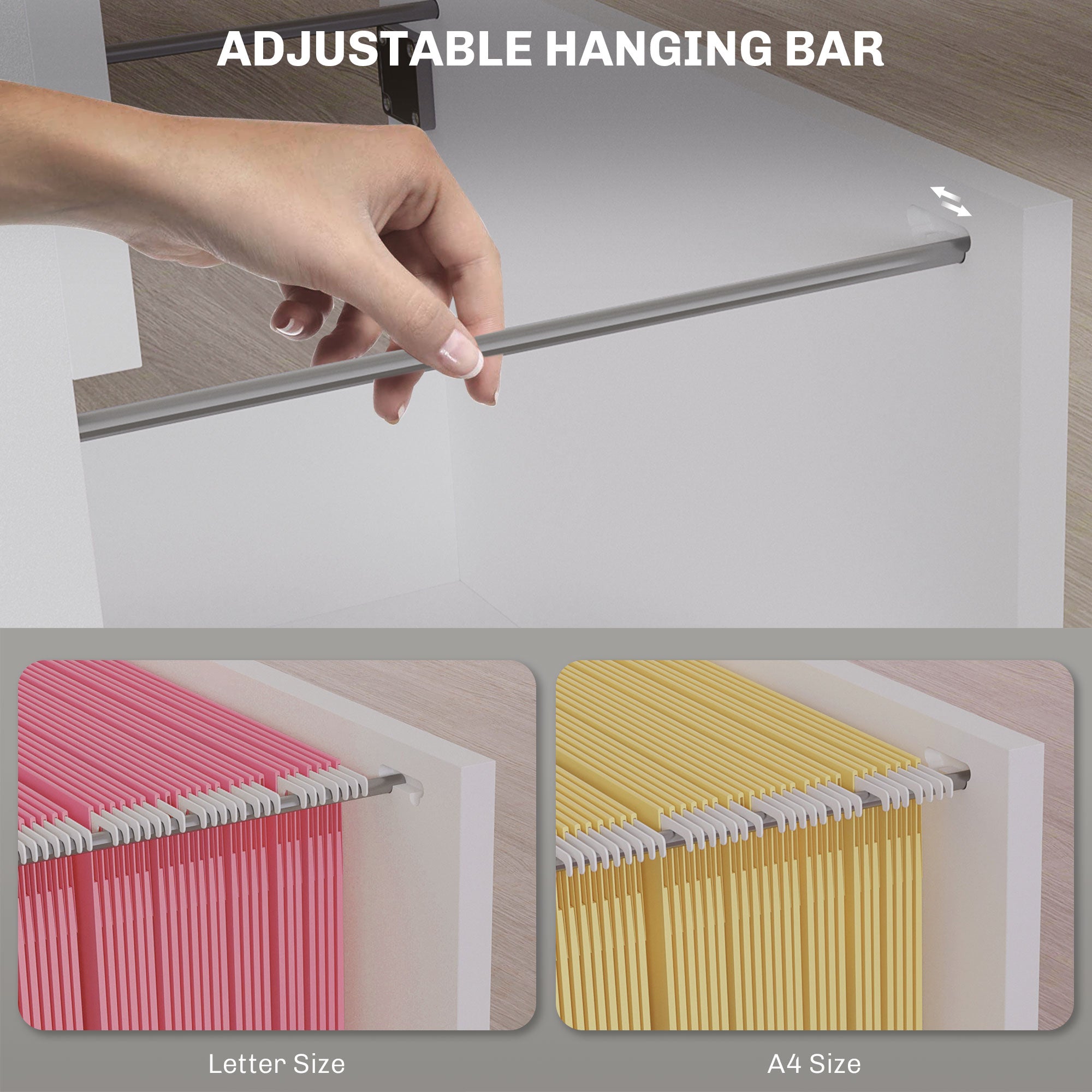 4 Drawer File Cabinet with Lock, Office Filing Cabinet, A4 Letter Size, Hanging File Folders, White-Office Products > Office Furniture > Office Cabinets & Cupboards-DECOROLALA