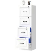 4 Drawer File Cabinet with Lock - White Vertical-DECOROLALA