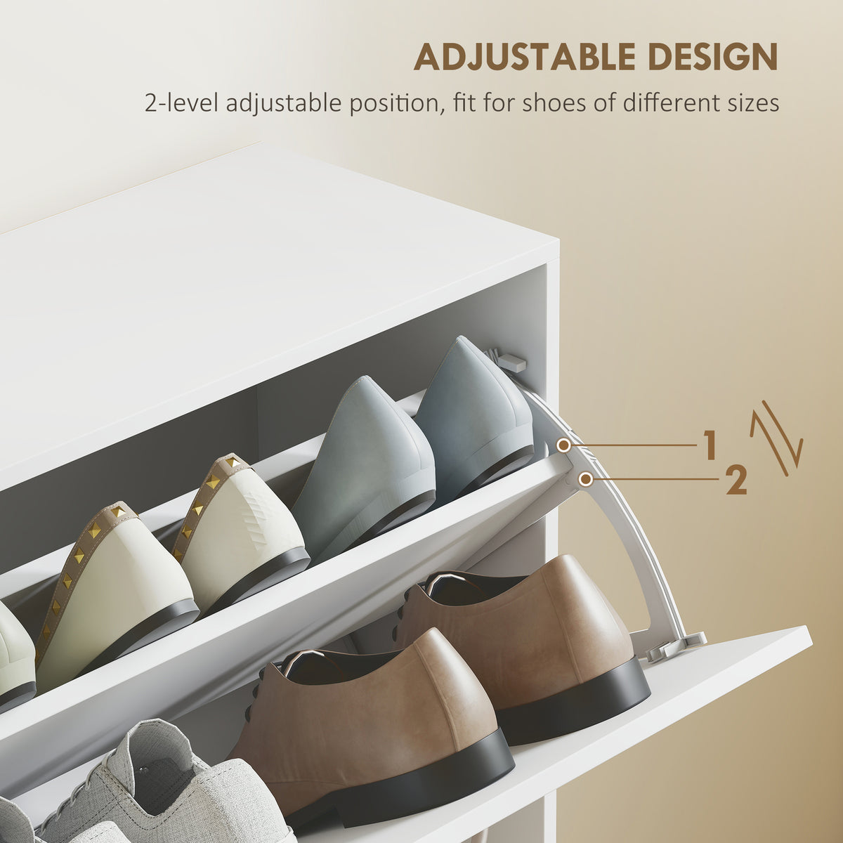 4-Drawer Flip Down Shoe Rack - White Wooden Cabinet-Home Furnishings > Storage & Organization > Shoe Storage Cabinets & Racks-DECOROLALA
