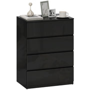 4-Drawer High Gloss Chest of Drawers - Black 60cm Wide-DECOROLALA