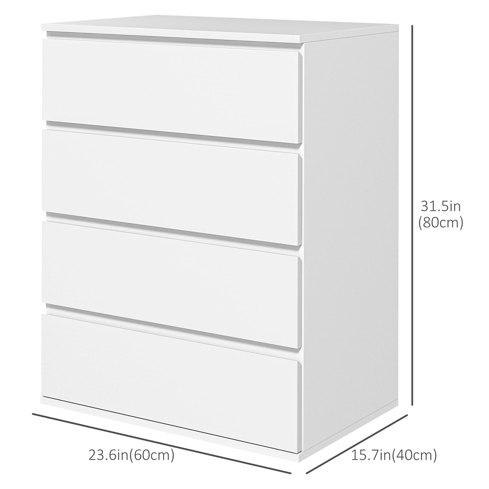 4-Drawer High Gloss Chest of Drawers - White 24" Slim Cabinet-DECOROLALA