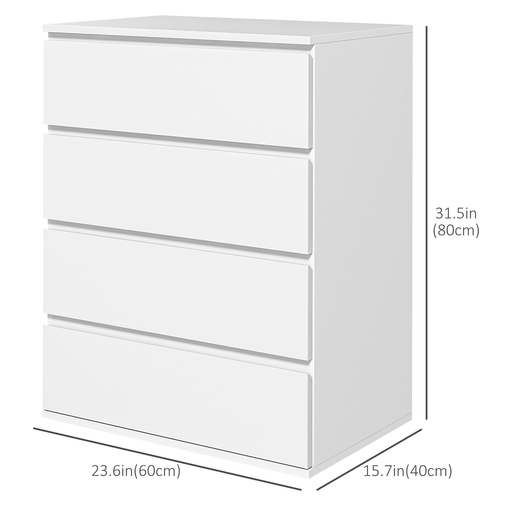 4-Drawer High Gloss Chest of Drawers - White 24" Slim Cabinet-DECOROLALA