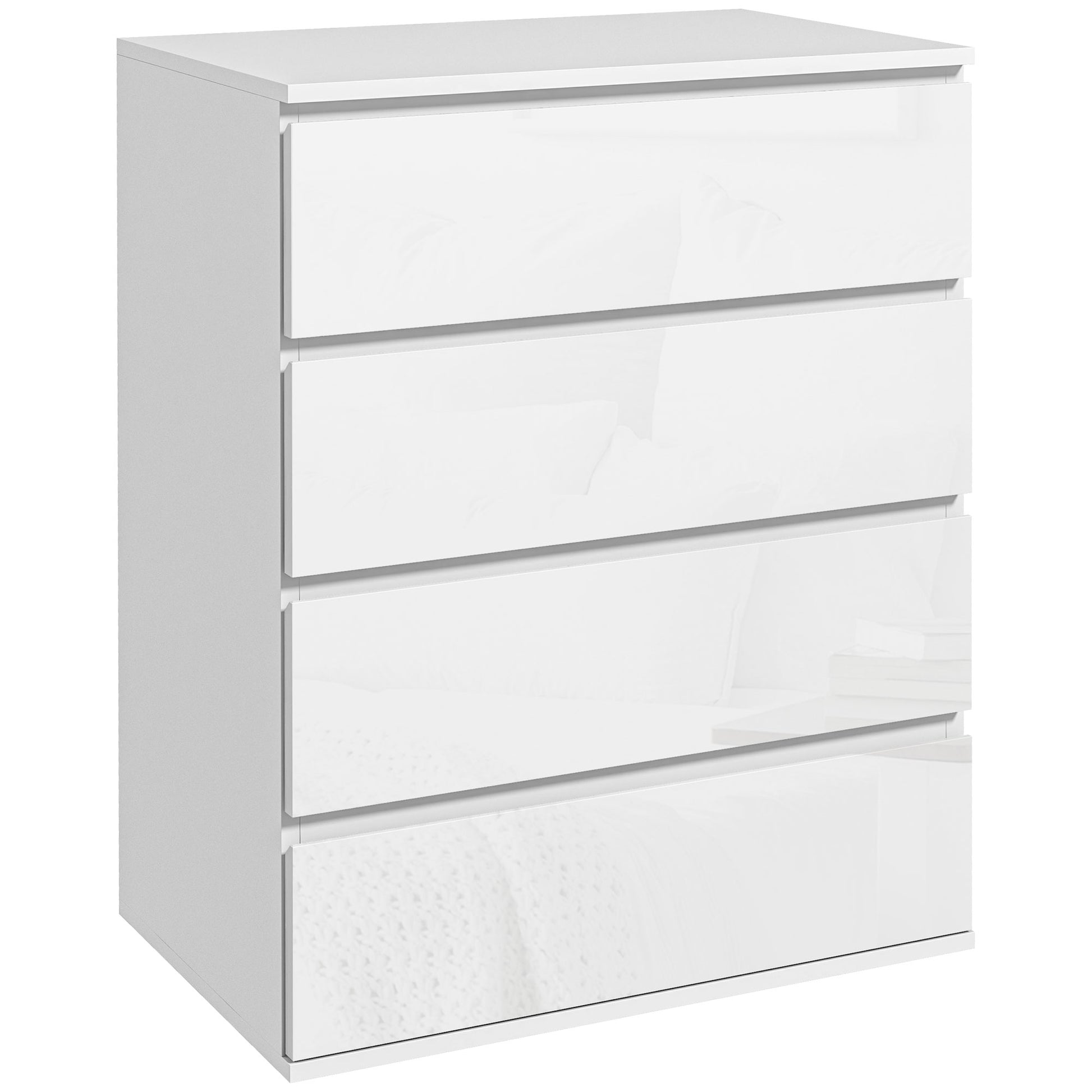 4-Drawer High Gloss Chest of Drawers - White 24" Slim Cabinet-DECOROLALA