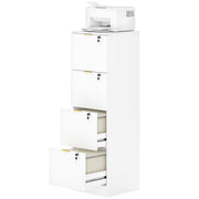 4-Drawer Lockable Filing Cabinet - White Fluted MDF-DECOROLALA