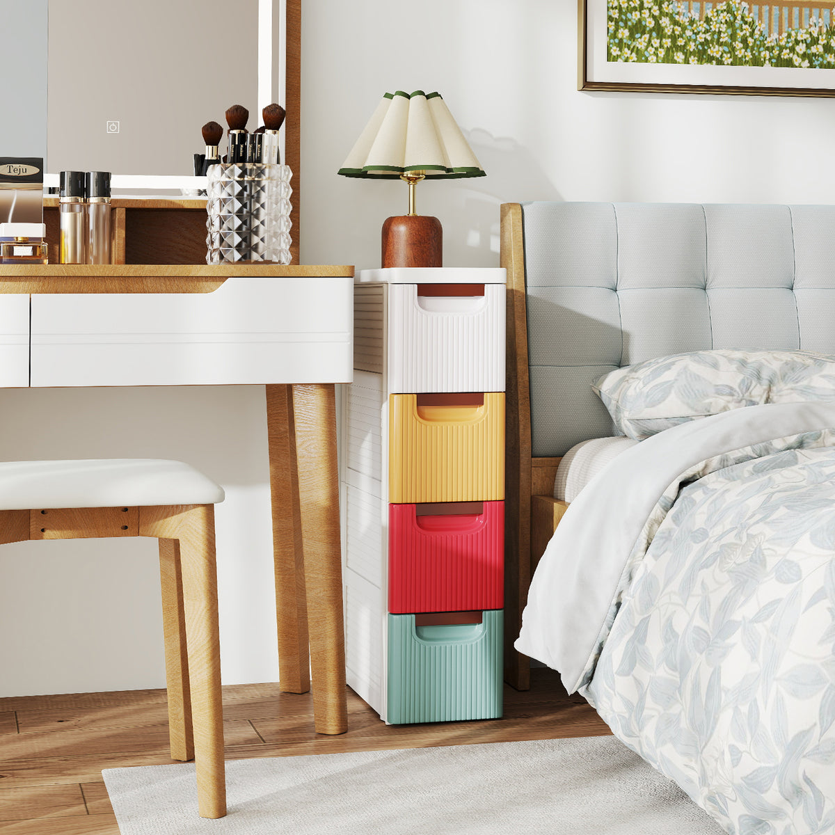 4-Drawer Rolling Storage Cabinet - Multicolor (min order qty 2)-Dressers & Chests-DECOROLALA