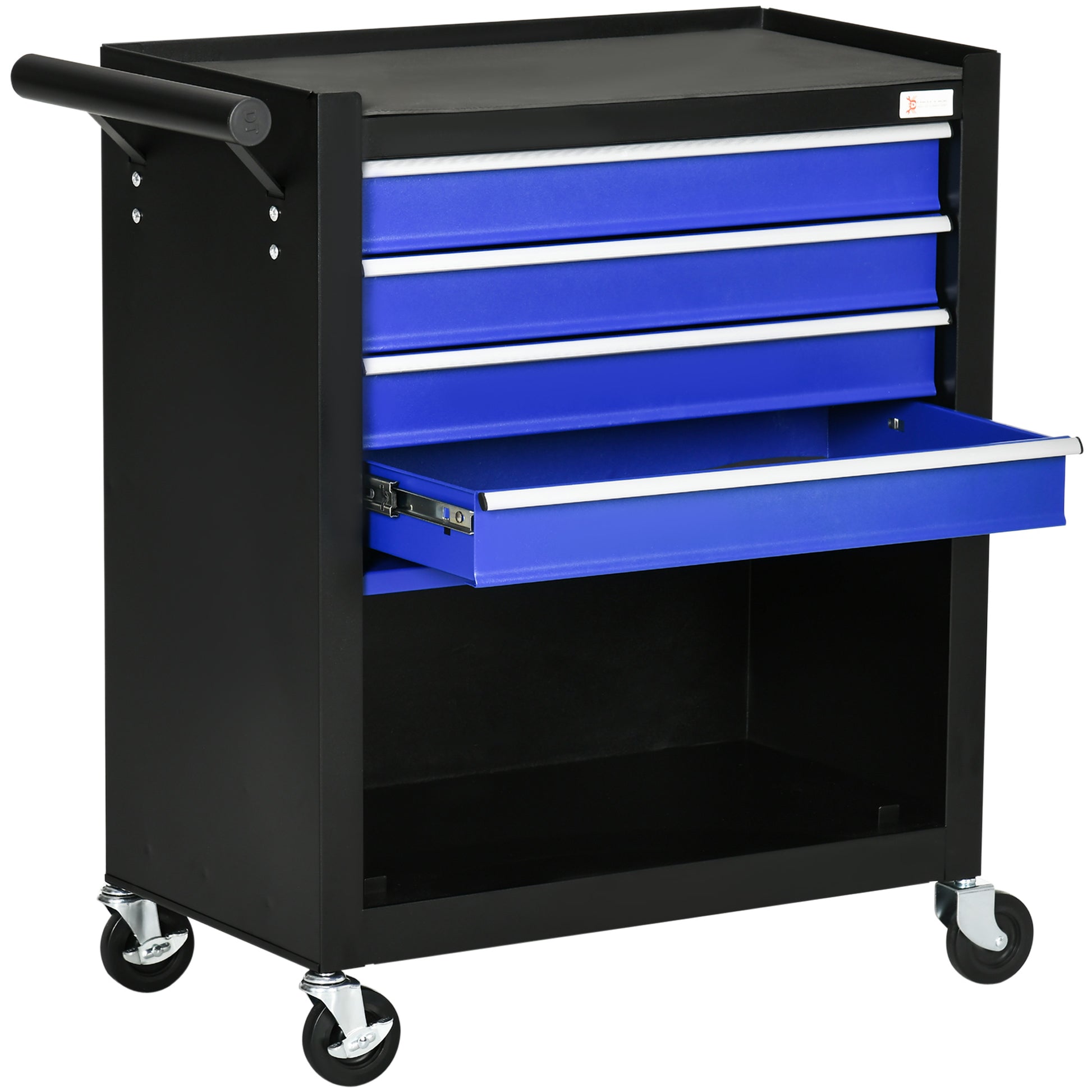 4-Drawer Rolling Tool Chest Storage Cabinet - Blue Steel-DECOROLALA