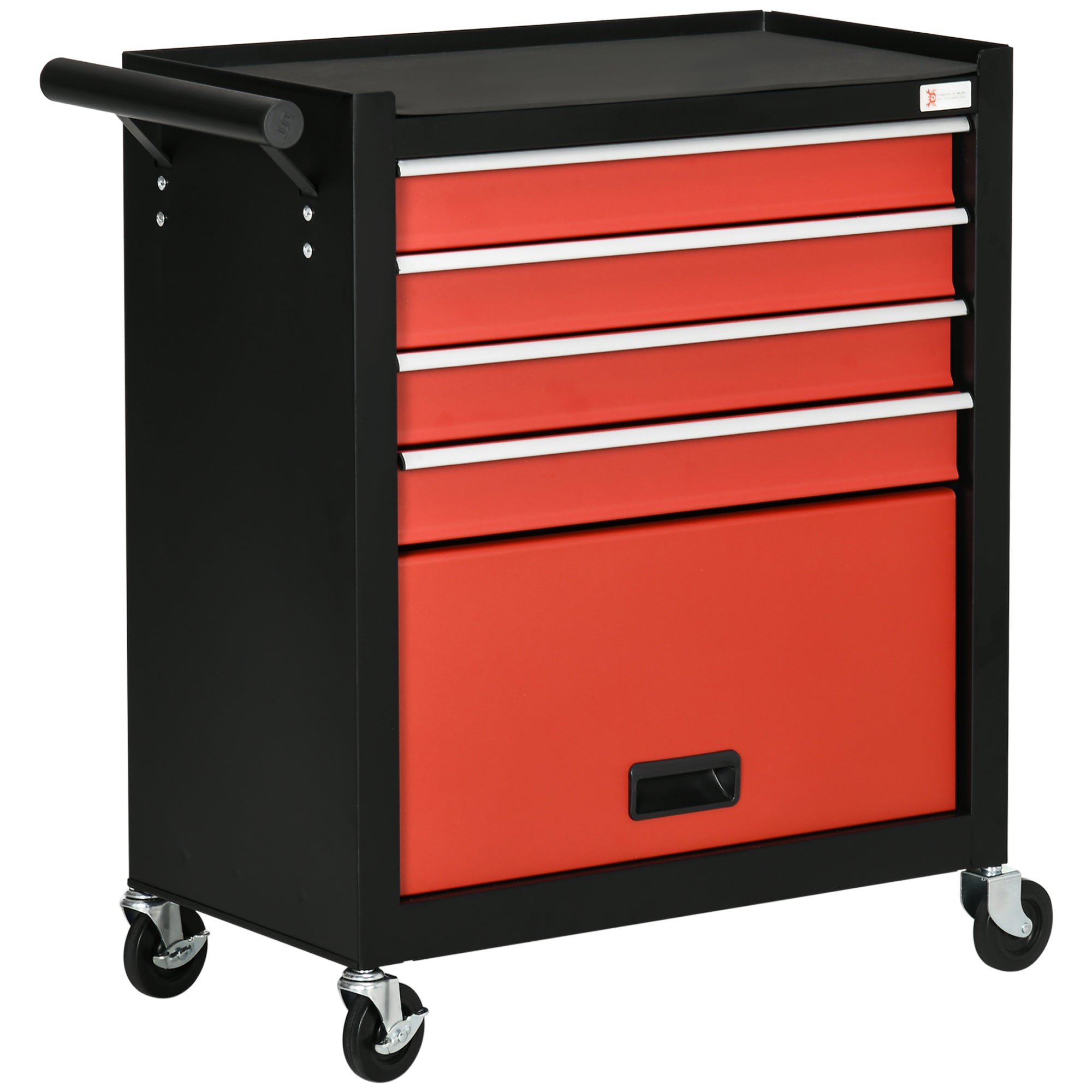 4-Drawer Rolling Tool Chest Storage Cabinet - Red Steel-DECOROLALA