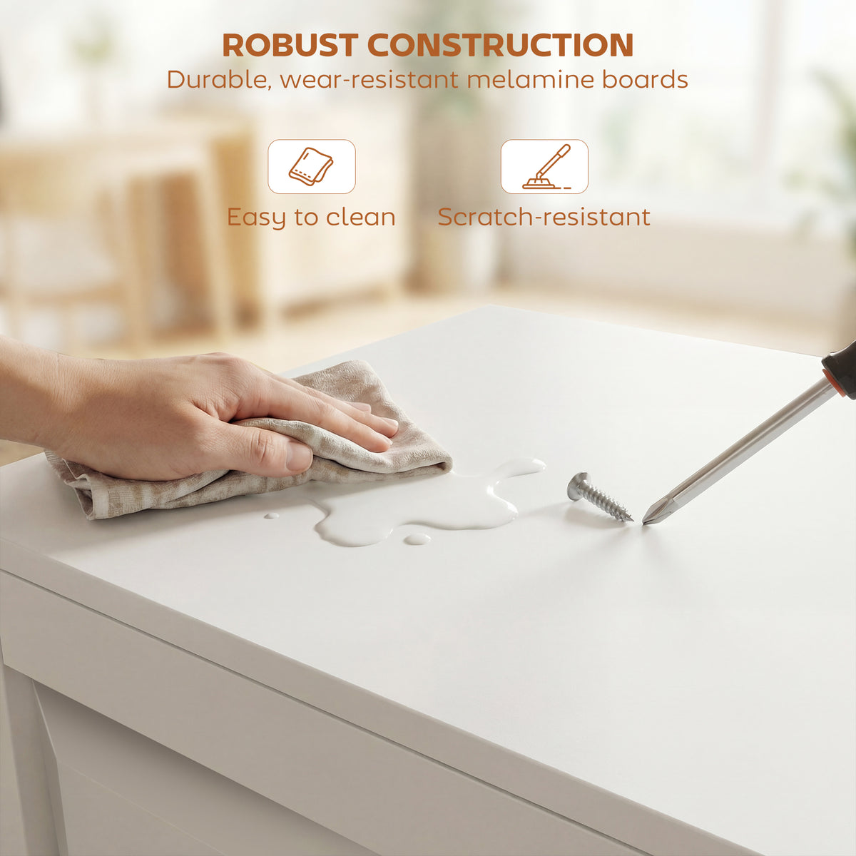 4-Drawer Vertical File Cabinet with Lock - White MDF 52" H-Office Storage Cabinets-DECOROLALA