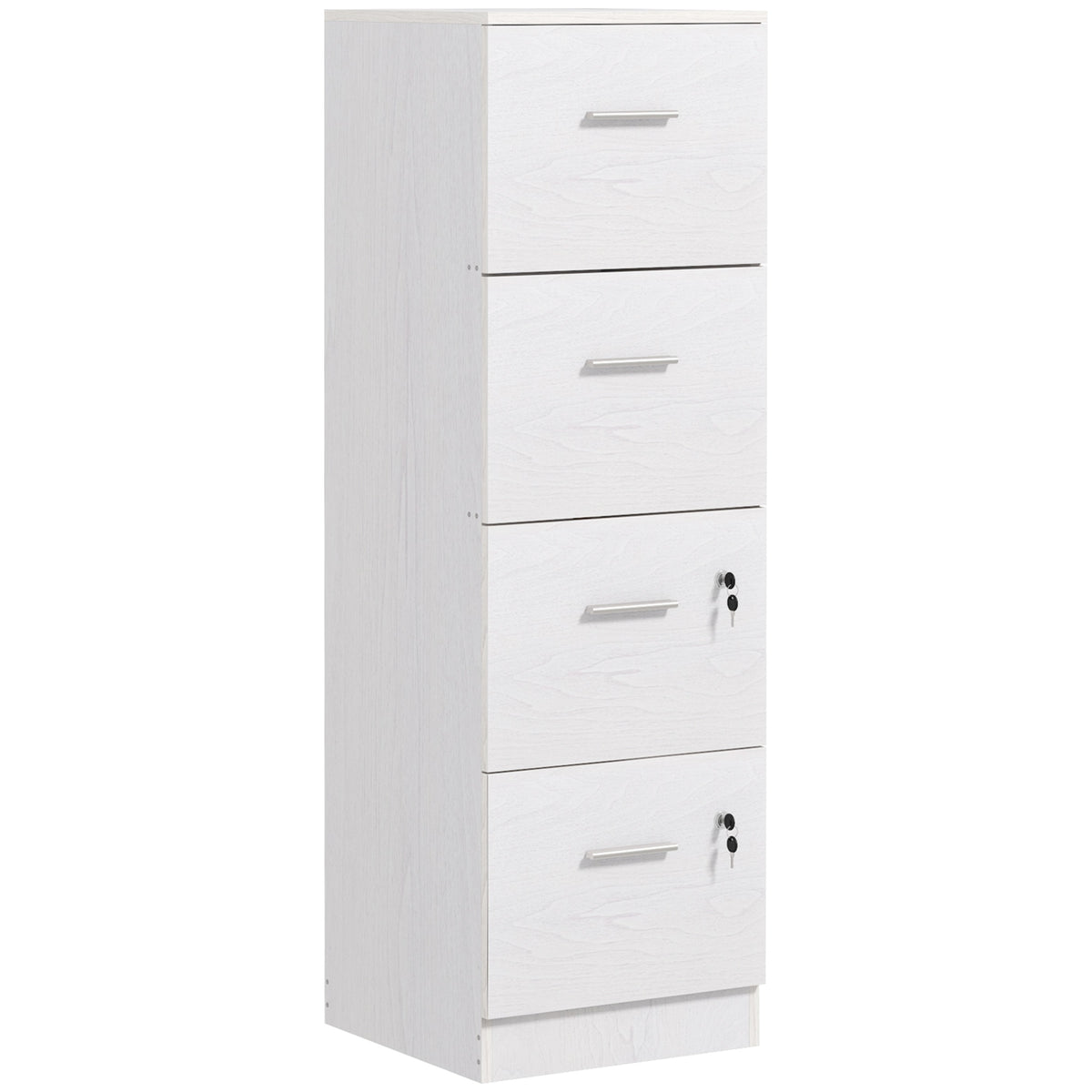 4-Drawer Vertical Filing Cabinet with Lock - White-Office Products > Office Furniture > Office Cabinets & Cupboards-DECOROLALA