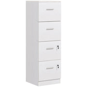 4-Drawer Vertical Filing Cabinet with Lock - White-DECOROLALA