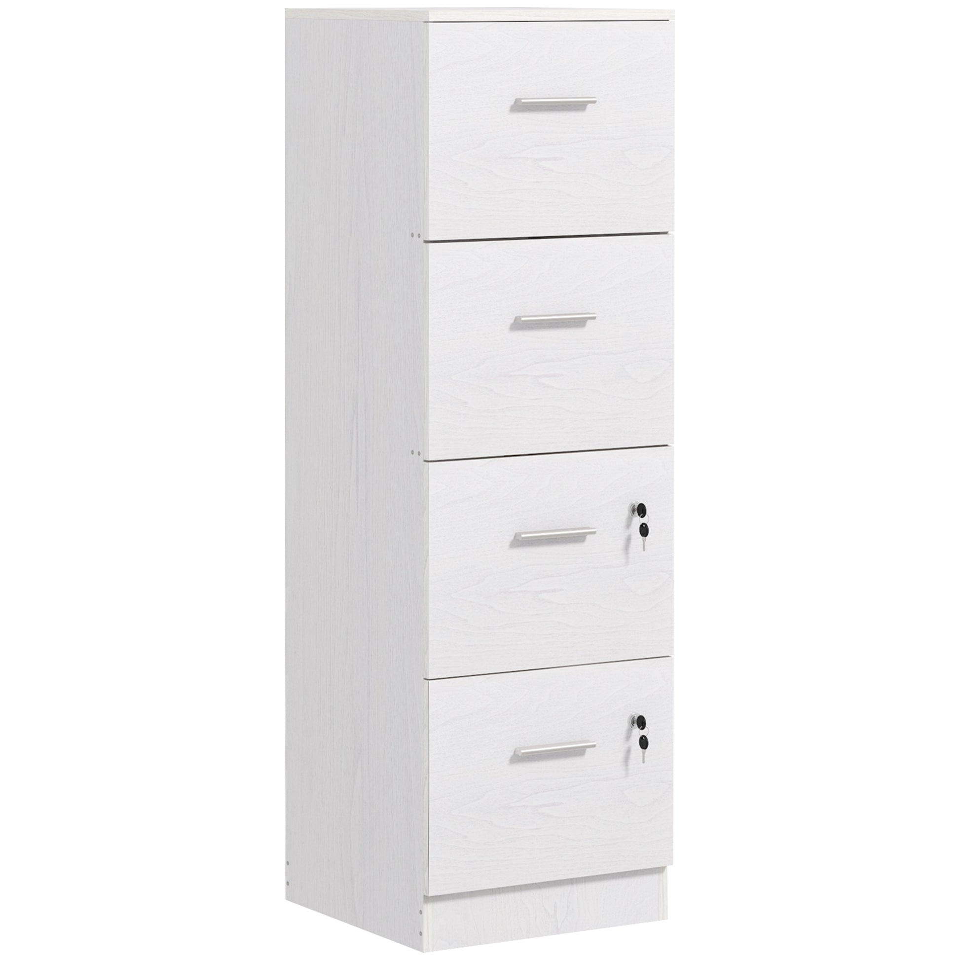 4-Drawer Vertical Filing Cabinet with Lock - White-DECOROLALA