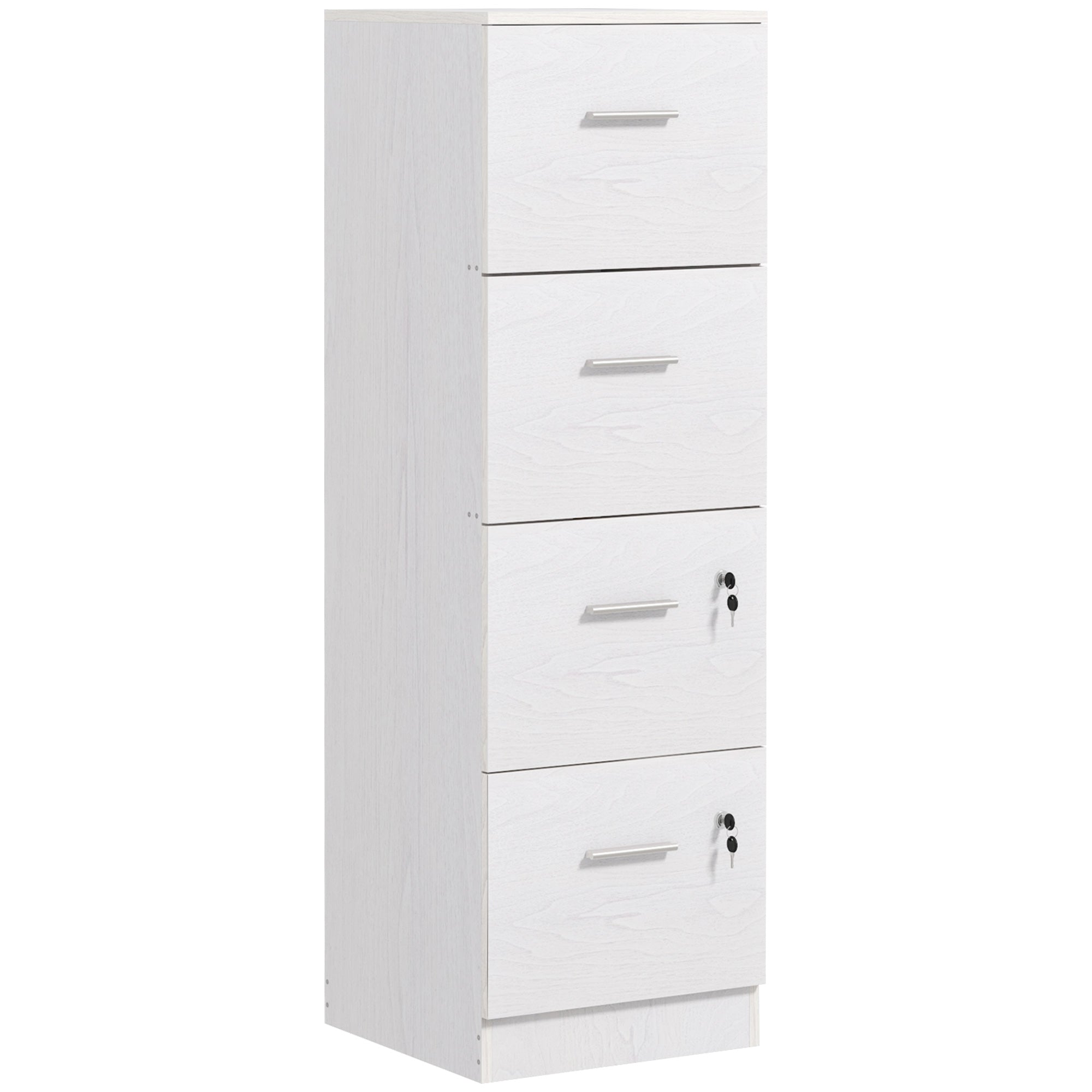 4-Drawer Vertical Filing Cabinet with Lock - White-DECOROLALA