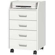 4-Drawer Vertical Mobile Filing Cabinet, File Cabinet with Lockable Wheels for Home Office, White-Office Products > Office Furniture > Office Cabinets & Cupboards-DECOROLALA