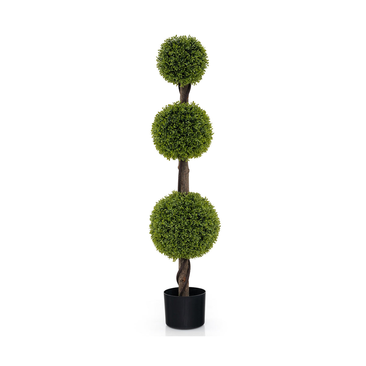 4 FT Artificial Ball Shape Bush Tree with Lush PE leaves and Trunk-Artificial Plants-DECOROLALA