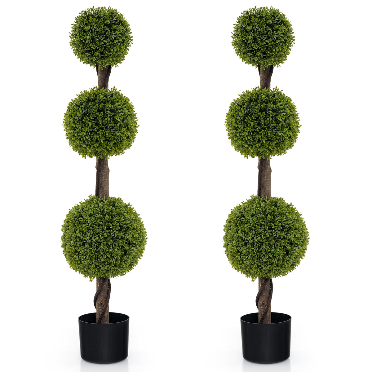 4 FT Artificial Ball Shape Bush Tree with Lush PE leaves and Trunk-Artificial Plants-DECOROLALA