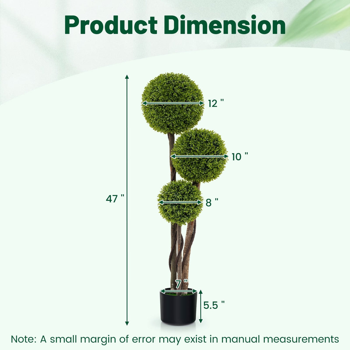 4 FT Artificial Boxwood Topiary Ball Tree in Weighted Pot with Triple Ball-Artificial Plants-DECOROLALA