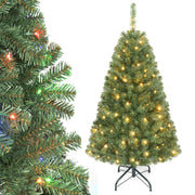 4 FT Artificial Christmas Tree with 2 Lighting Colors and Folding Metal Stand-Christmas Trees-DECOROLALA