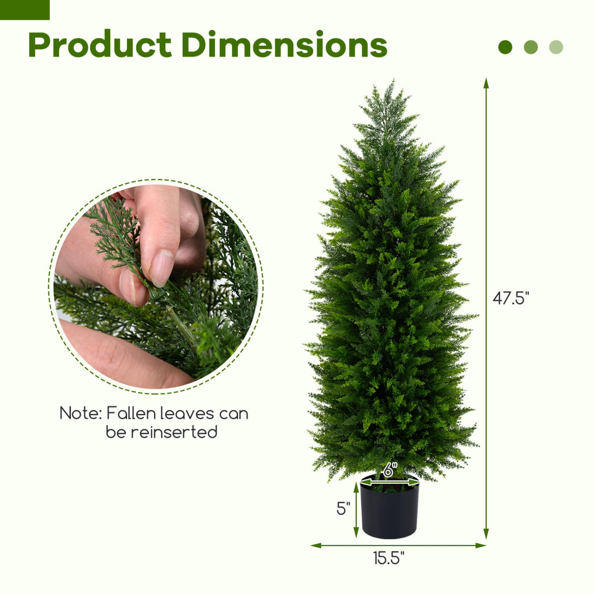 4 FT Artificial Topiary Tree Set of 2 Faux Cedar Cypress Plants in Cement-Filled Pots-Green-Artificial Plants-DECOROLALA