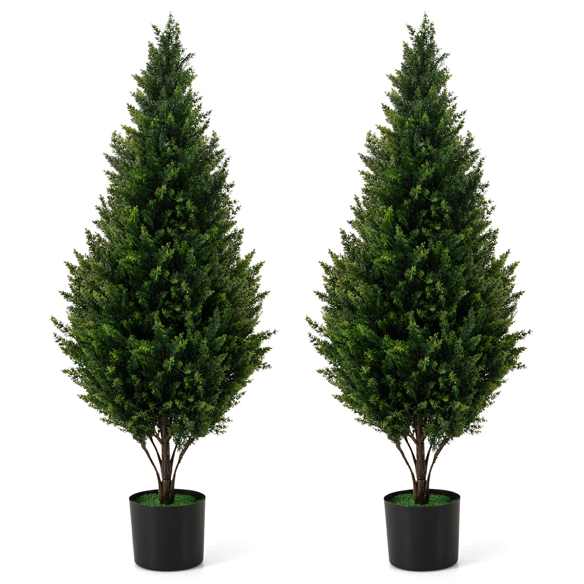 4 FT Artificial Topiary Tree Set of 2 for Indoor Outdoor Home Front Porch-Green-Artificial Plants-DECOROLALA