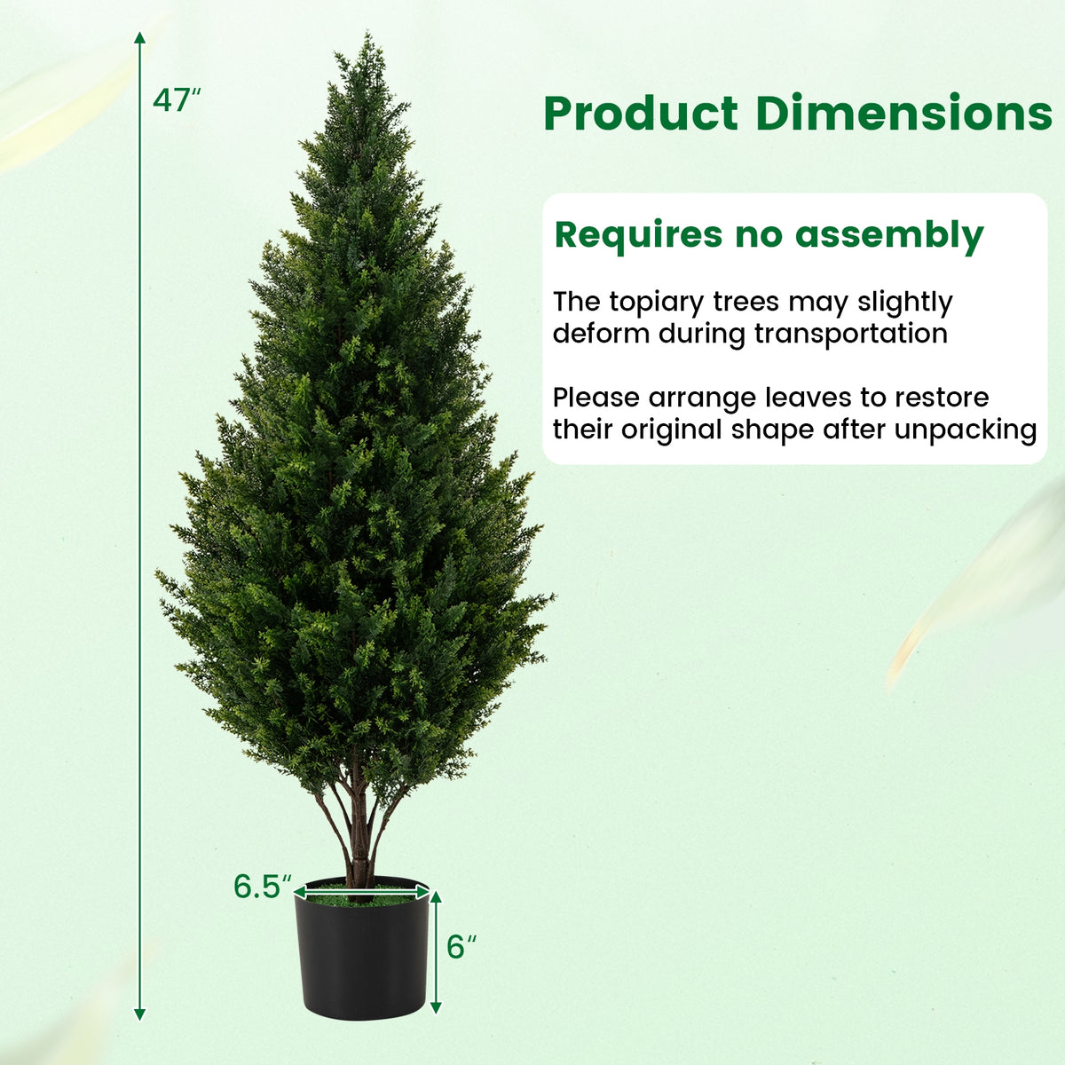 4 FT Artificial Topiary Tree Set of 2 for Indoor Outdoor Home Front Porch-Green-Artificial Plants-DECOROLALA