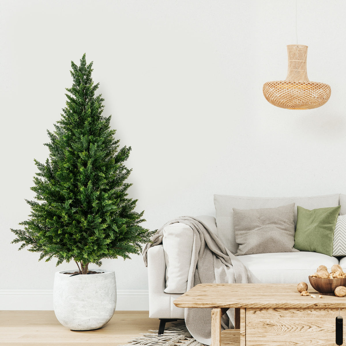 4 FT Artificial Topiary Tree Set of 2 for Indoor Outdoor Home Front Porch-Green-Artificial Plants-DECOROLALA