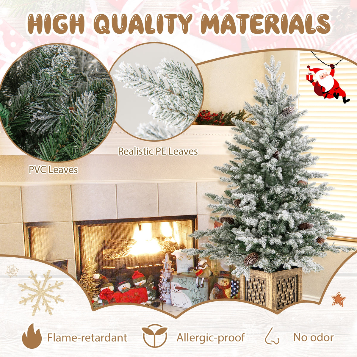 4 FT Pre-lit Artificial Entrance Christmas Tree 100 LED Lights-Christmas Trees-DECOROLALA