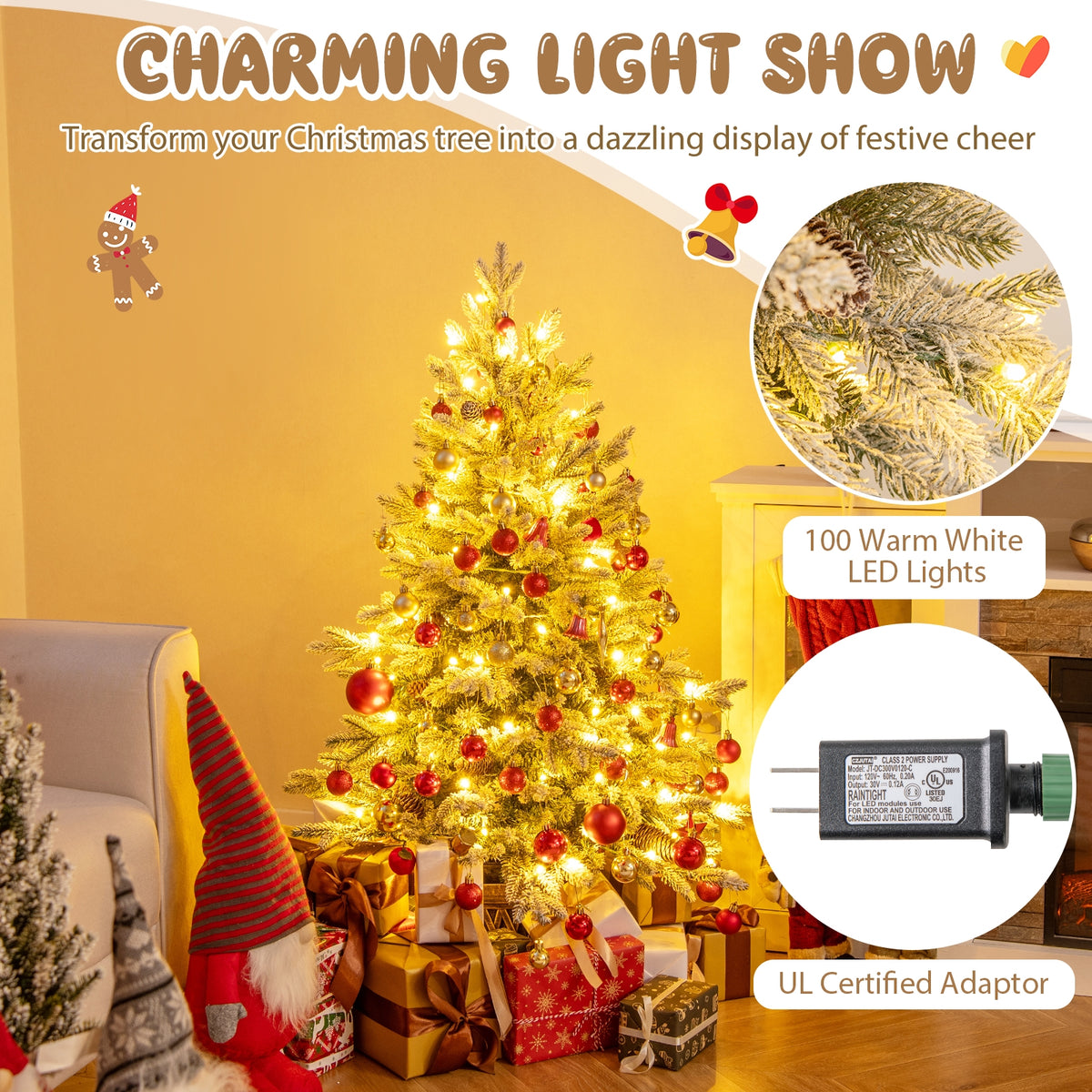 4 FT Pre-lit Artificial Entrance Christmas Tree 100 LED Lights-Christmas Trees-DECOROLALA