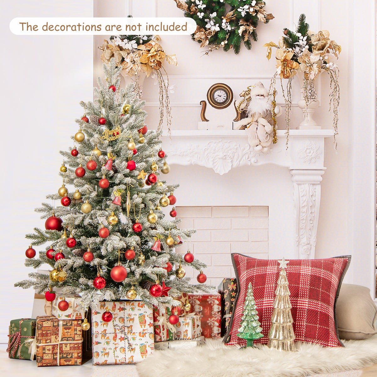 4 FT Pre-lit Artificial Entrance Christmas Tree 100 LED Lights-Christmas Trees-DECOROLALA