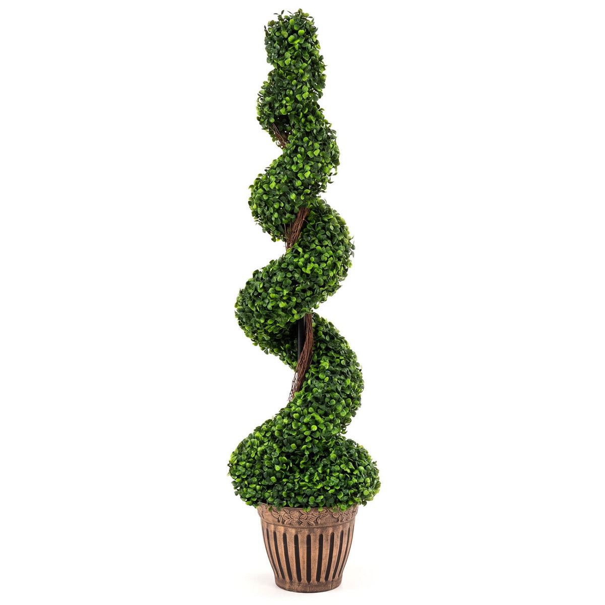 4 Feet Artificial Boxwood Spiral Green Leaves Tree-Artificial Plants-DECOROLALA