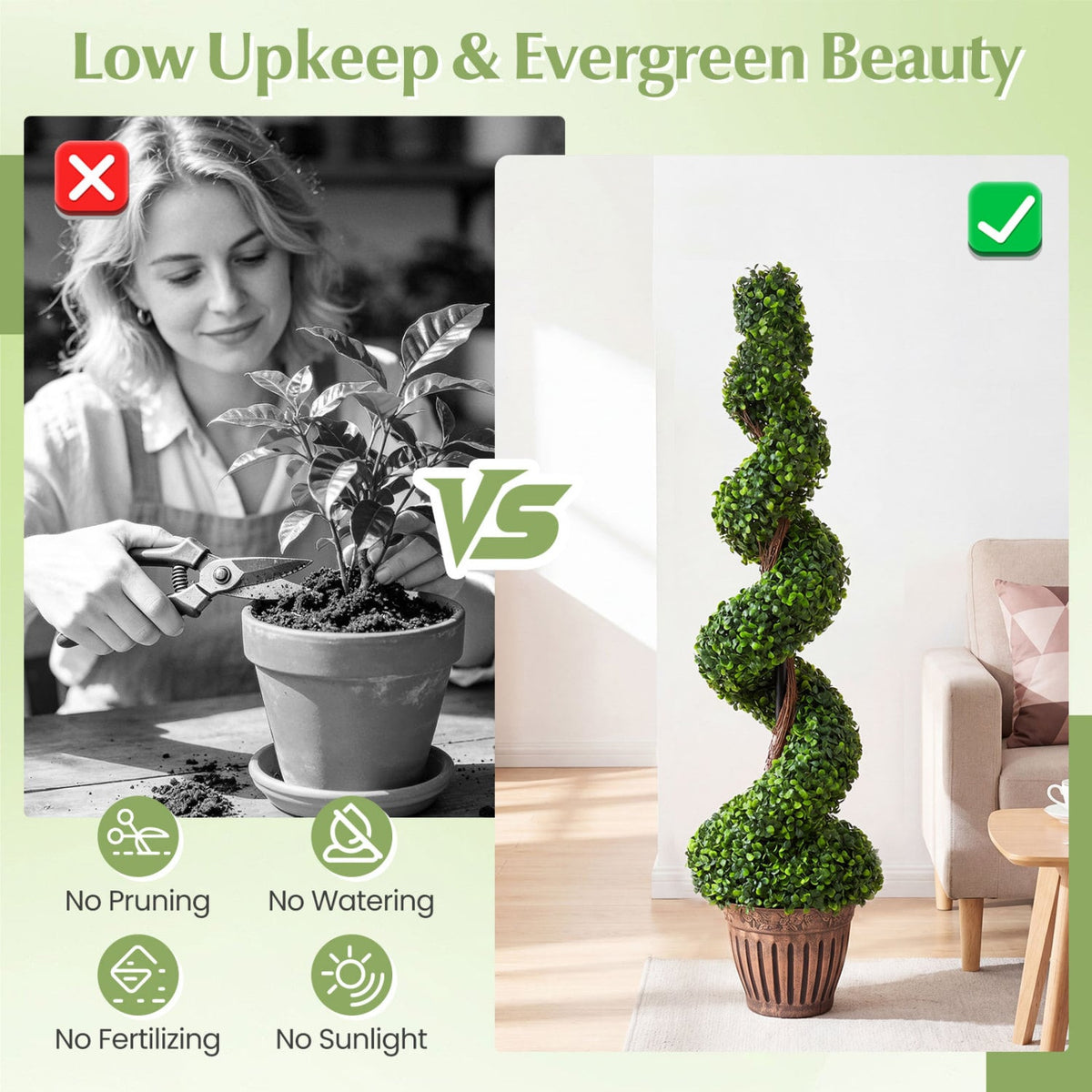 4 Feet Artificial Boxwood Spiral Green Leaves Tree-Artificial Plants-DECOROLALA