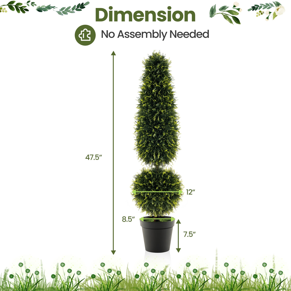 4 Feet Artificial Boxwood Topiary Tree with Natural Vines and PE Leaves-Green-Artificial Plants-DECOROLALA