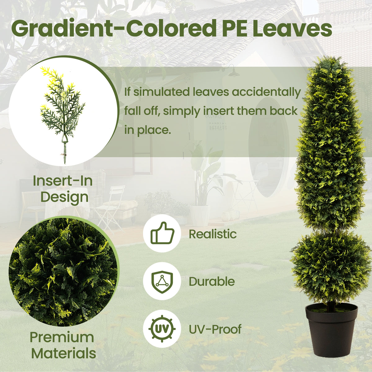4 Feet Artificial Boxwood Topiary Tree with Natural Vines and PE Leaves-Green-Artificial Plants-DECOROLALA