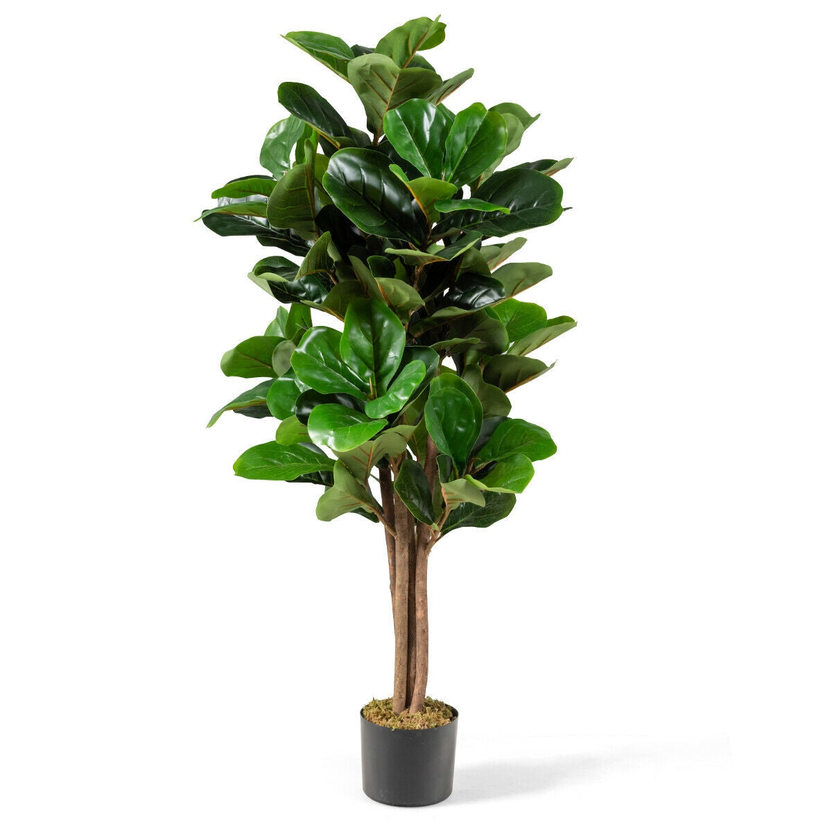 4 Feet Artificial Fiddle Leaf Fig Tree Decorative Planter-Artificial Plants-DECOROLALA