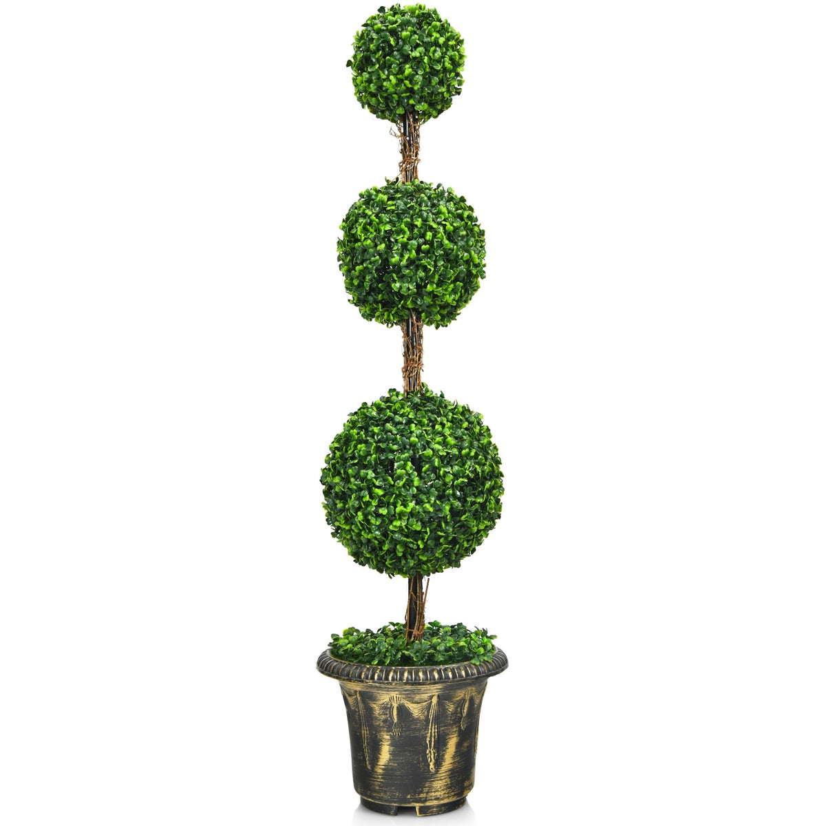 4 Feet Artificial Topiary Triple Ball Tree Plant-Artificial Plants-DECOROLALA