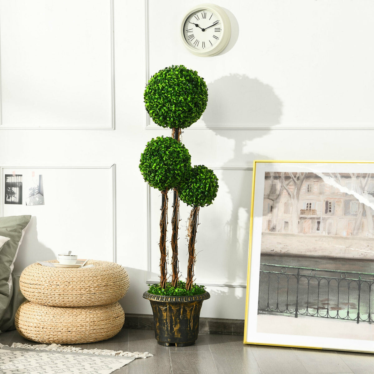 4 Feet Artificial UV Resistant Topiary Triple Ball Tree Plant-Artificial Plants-DECOROLALA
