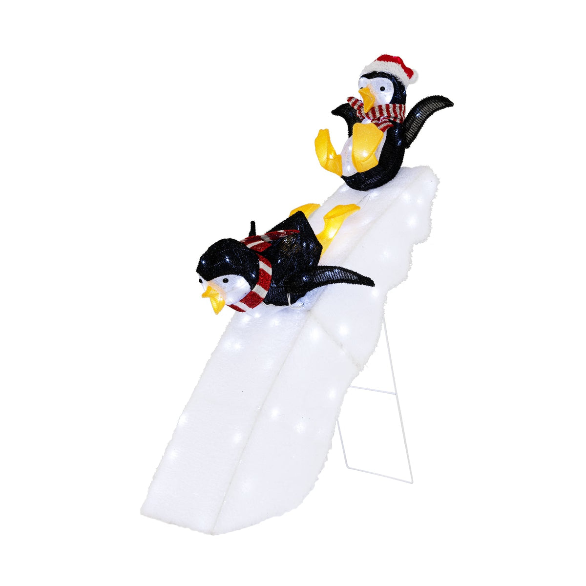 4 Feet Christmas Penguin Ice Skating Decor with Snowy Slide-Christmas Decorations & Accessories-DECOROLALA