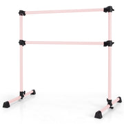 4 Feet Double Ballet Barre Bar with Adjustable Height-Pink-Yoga Accessories-DECOROLALA