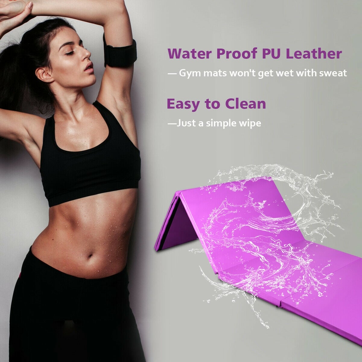 4 Feet x 10 Feet x 2 Inch Folding Gymnastics Tumbling Gym Mat-Pink-Yoga & Gym Mats-DECOROLALA