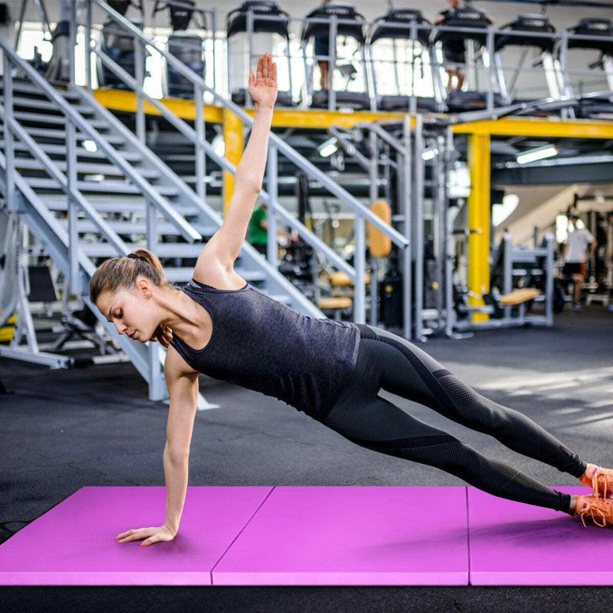 4 Feet x 10 Feet x 2 Inch Folding Gymnastics Tumbling Gym Mat-Pink-Yoga & Gym Mats-DECOROLALA