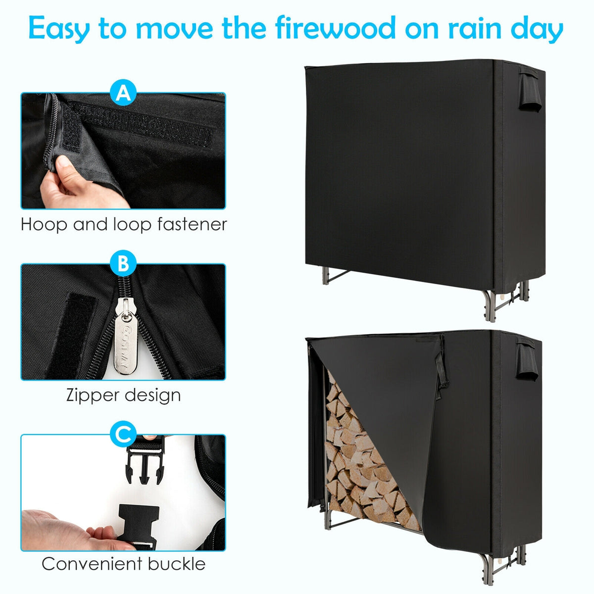 4 Feet/5 Feet/6 Feet/8 Feet Firewood Storage Log Rack-4 Feet-Log Racks & Carriers-DECOROLALA