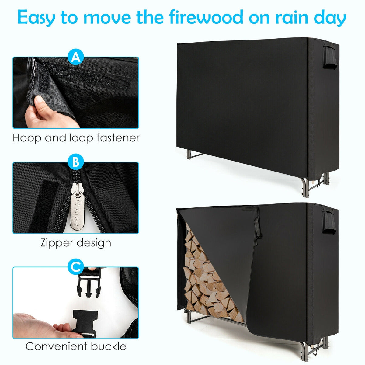 4 Feet/5 Feet/6 Feet/8 Feet Firewood Storage Log Rack-5 Feet-Log Racks & Carriers-DECOROLALA