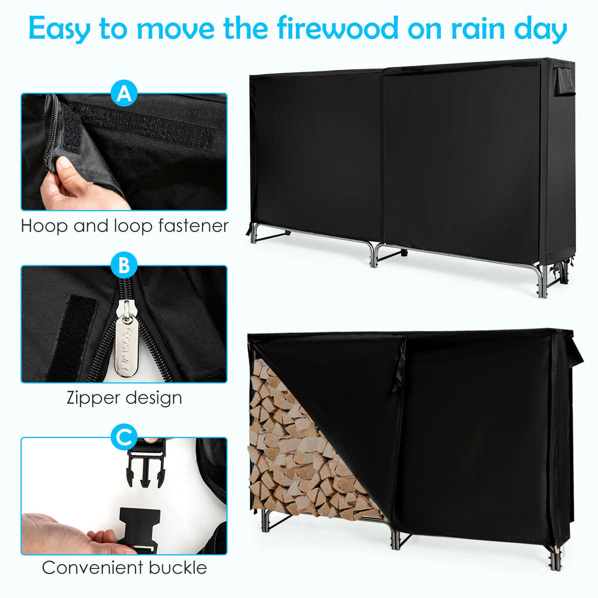 4 Feet/5 Feet/6 Feet/8 Feet Firewood Storage Log Rack-6 Feet-Log Racks & Carriers-DECOROLALA