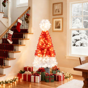 4 Ft Artificial Christmas Tree Santa Hat Xmas Tree with 300 Branch Tips Red-Christmas Trees-DECOROLALA
